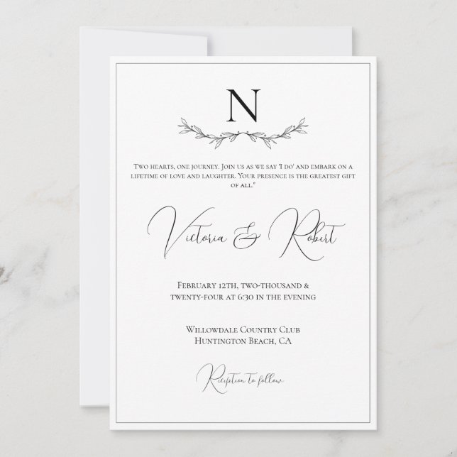 Invitation Modèle monogramme (Devant)