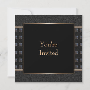 Invitation Modèle noir en cuir noir d'invitation de partie