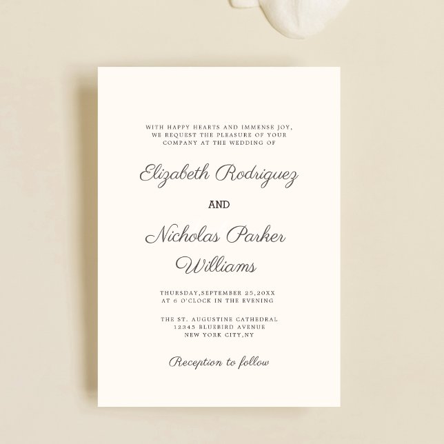 Invitation modèle numérique crème classique (Créateur téléchargé)