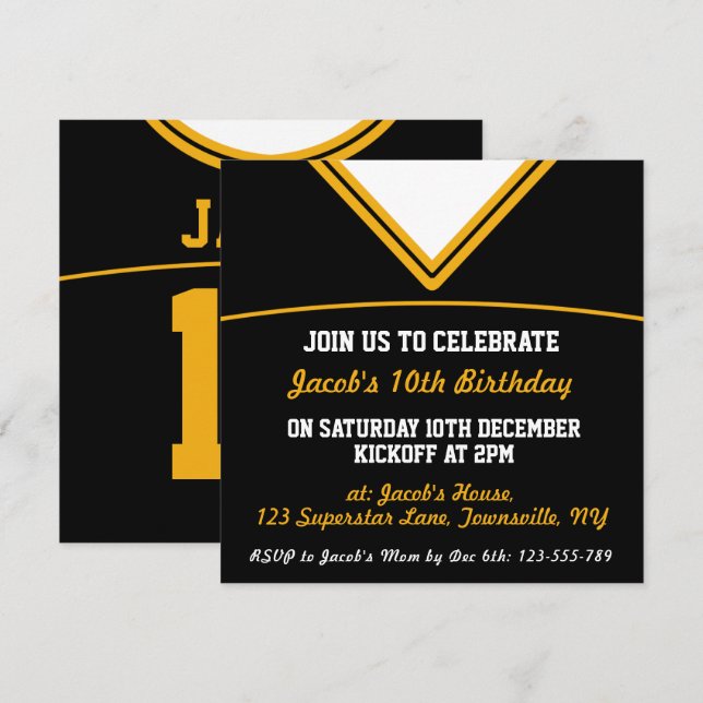 Invitation Modèle orienté d'invitation de partie du Jersey du (Devant / Derrière)