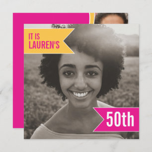 Invitation Modèle photo du drapeau lumineux 50e anniversaire