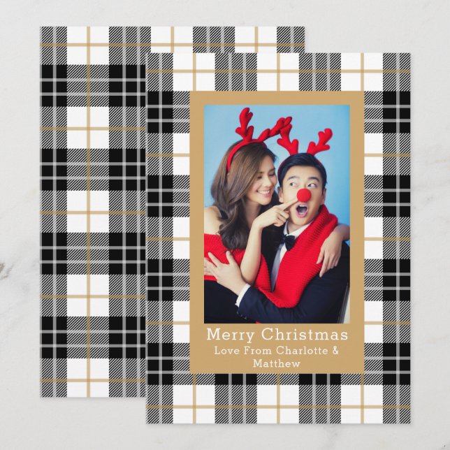 Invitation Modèle photo Motif Plaid Personnalisé (Devant / Derrière)