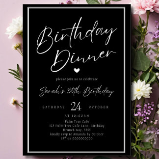 Invitation modèle pour dîner adultes noir tous A