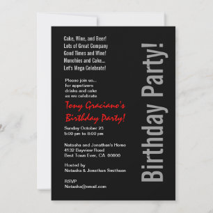 Invitation Modèle rouge noir blanc d'anniversaire moderne