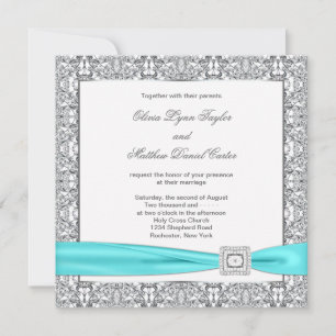 Invitation Modèles bleus turquoises d'invitation de noces