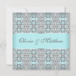 Invitation Modèles d'argent bleu Turquoise
