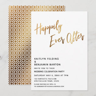 Invitation Moden Happily Ever After Réception Dorée