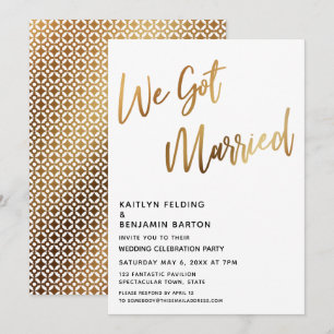 Invitation Moden Nous Avons Marié Gold Handwriting Réception