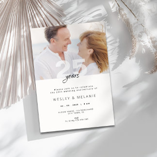 Invitation Modern 25th Wedding Anniversary with Photo