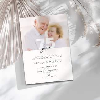 Invitation Modern 75th Wedding Anniversary with Photo
