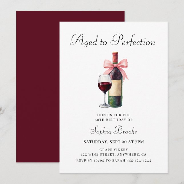 Invitation Modern Aged To Perfection 50th Birthday Party (Devant / Derrière)