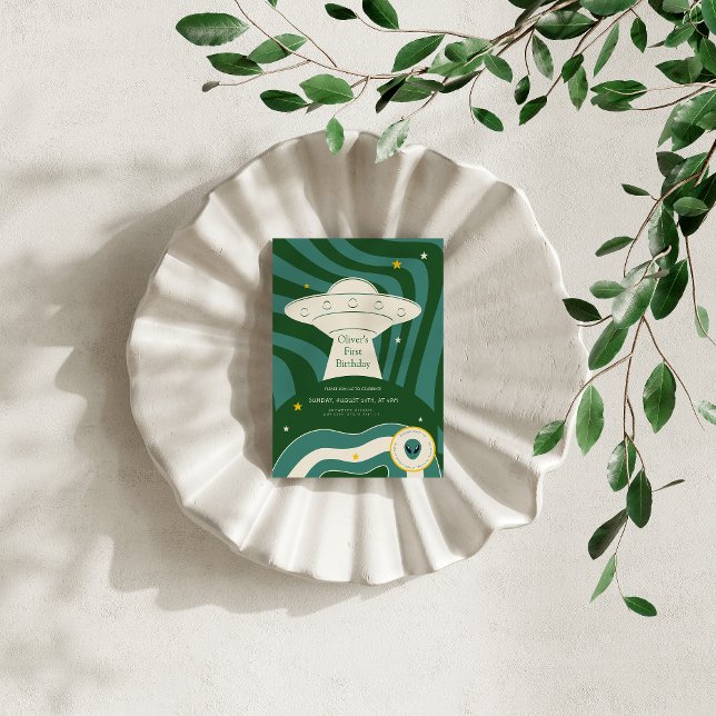 Invitation Modern alien 1st birthday  (Créateur téléchargé)