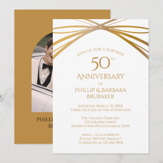 Invitation Modern Arch Photo Surprise 50th Anniversary Party