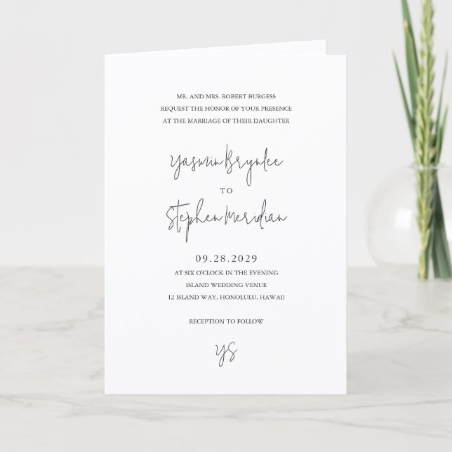 Invitation Modern Black and White Photo Chic Wedding (Devant)