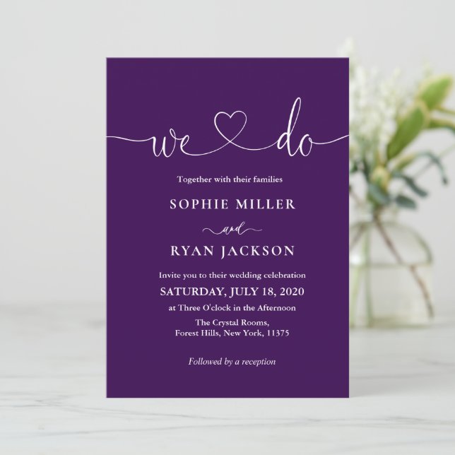 Invitation Modern black and white Photo Wedding (Debout devant)