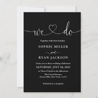 Invitation Modern black and white Photo Wedding