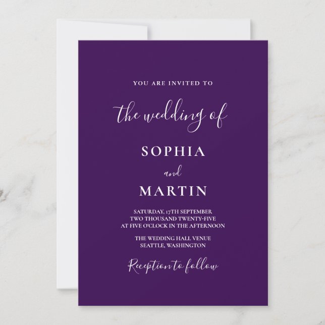 Invitation Modern Black and White Script Photo Wedding  (Devant)