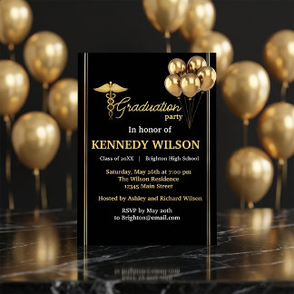 Invitation Modern Black Gold Graduation Party 2026