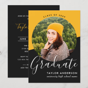 Invitation Modern Black - Photo Graduation Party