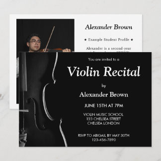 Invitation Modern Black Violin Recital Concert Music