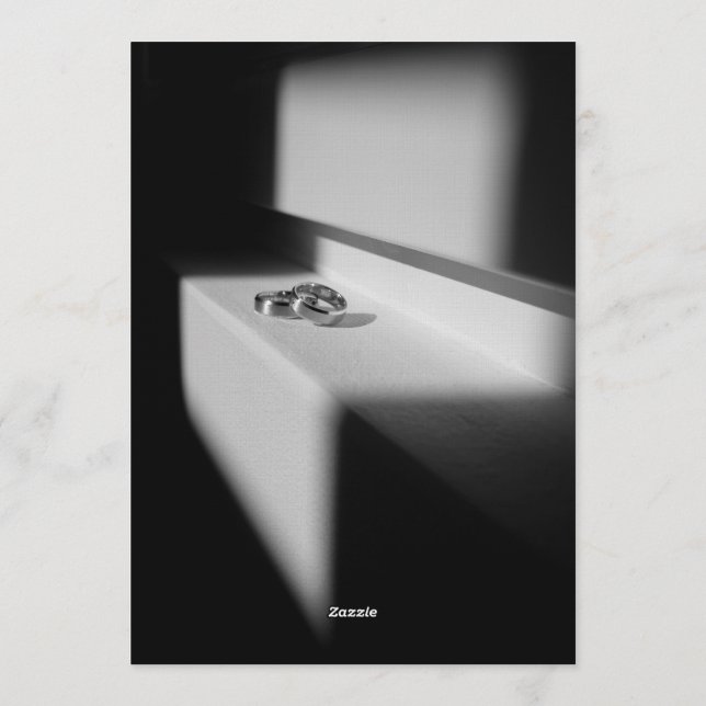 Invitation Modern Black & White Shadow Rings Engagement (Dos)