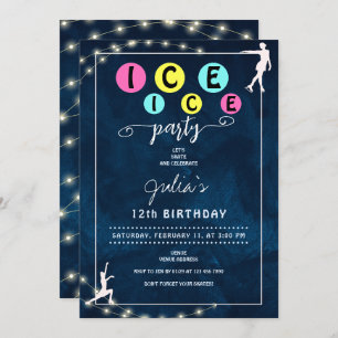 Invitation Modern Bold Patinage sur glace Ado Fille fête d'an