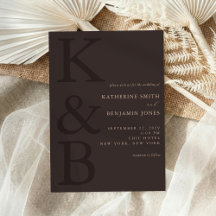 Modern Brown Monogram Minimalist Wedding