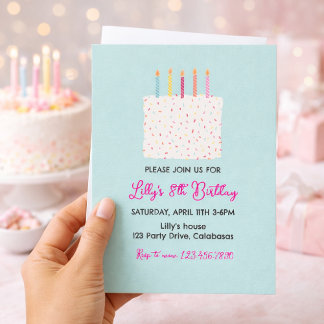 Invitation Modern Cake Birthday Invitation, Colorful Sprinkle