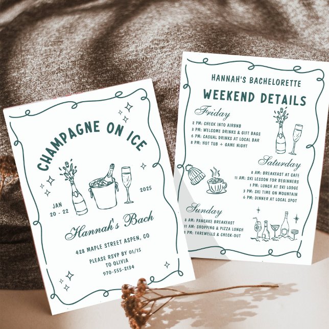 Invitation Modern Champagne On Ice Bachelorette Party (Créateur téléchargé)