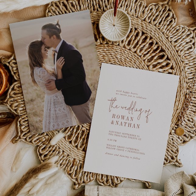 Invitation Modern Chic Boho Cream Photo Retour Mariage (Créateur téléchargé)