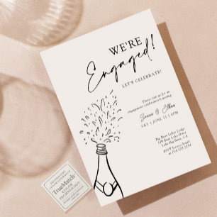 Invitation Modern Chic Nous sommes engagés Black Champagne Pa