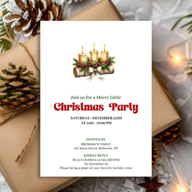Invitation Modern Christmas candles invite pine holly style (Modern Christmas candles invite pine holly style

)