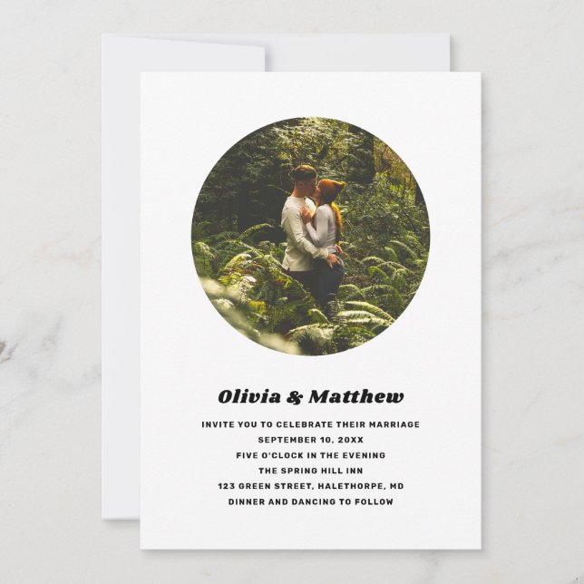 Invitation Modern Circle Photo Wedding | Minimalist Elegant (Devant)