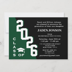 Invitation Modern Class of 2023 Green Black Graduation Party