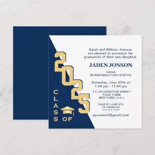 Invitation Modern Class of 2023 Navy Blue Graduation Party