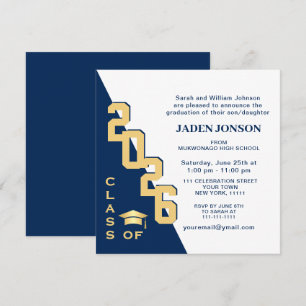 Invitation Modern Class of 2023 Navy Blue Graduation Party