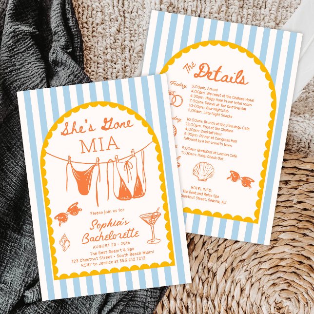 Invitation Modern Coastal Bachelorette Party Itinerary (Créateur téléchargé)