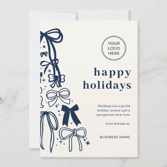 Invitation Modern Corporate Blue Christmas Holiday Card (Devant)