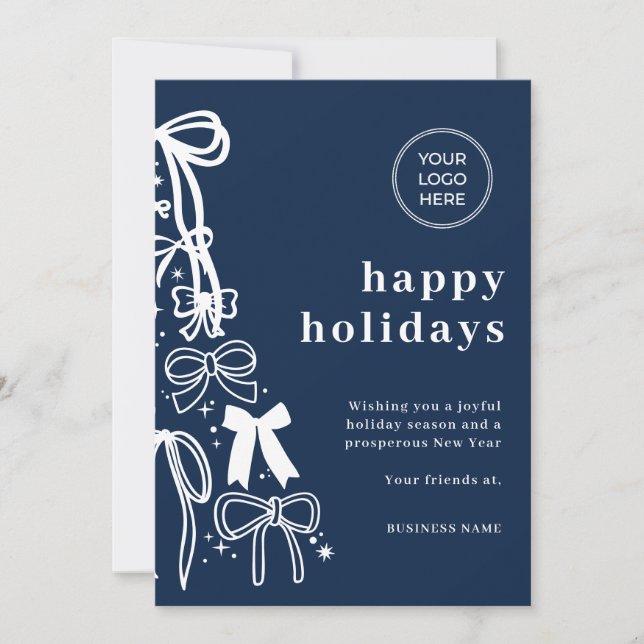 Invitation Modern Corporate Blue Christmas Holiday Card (Devant)