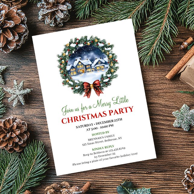 Invitation Modern Cozy Winter Scene Editable Christmas Invite (Modern Cozy Winter Scene Editable Christmas Invite)