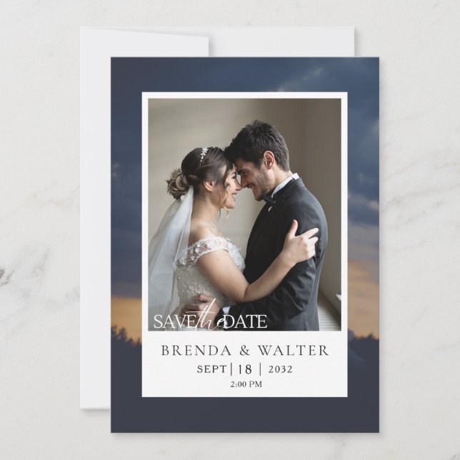 Invitation Modern Custom Photo Elegant Script Wedding  (Devant)