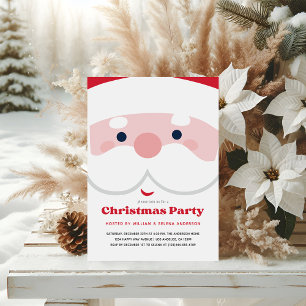 Invitation Modern Cute Père Noël Face Christmas Party Invitat