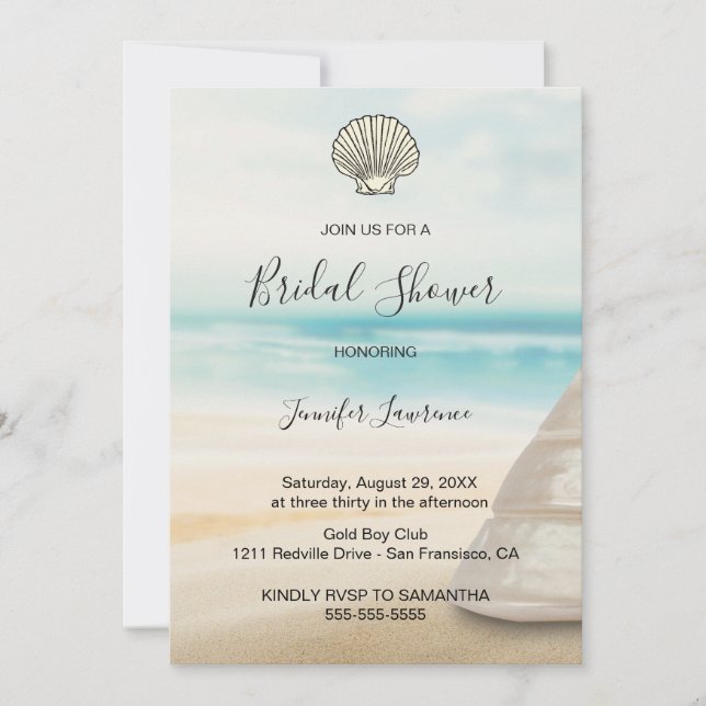 Invitation Modern Elegant Coastal Bridal Shower  (Devant)