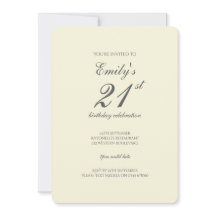 Modern Elegant Cream 21st Birthday Party