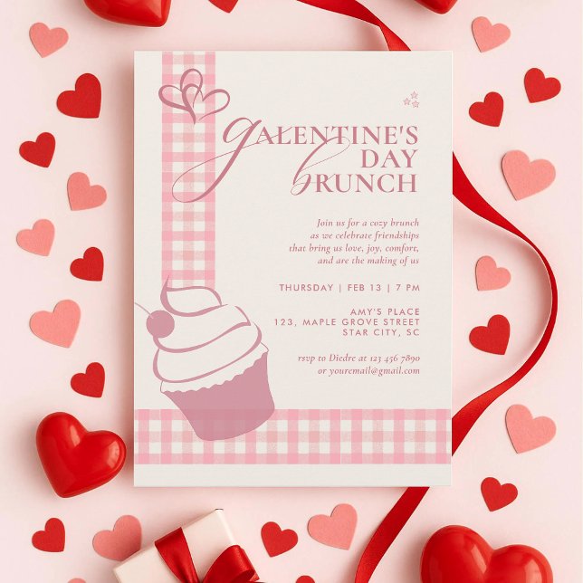 Invitation Modern Elegant Cute Pink Typography Galentines Day (Créateur téléchargé)