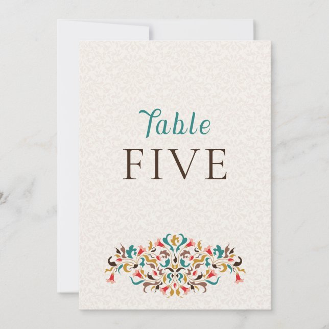 Invitation Modern Elegant Floral Wreath Wedding Table Number (Devant)