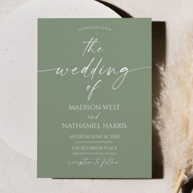 Invitation Modern Elegant Minimalist Sage Green Wedding (Créateur téléchargé)