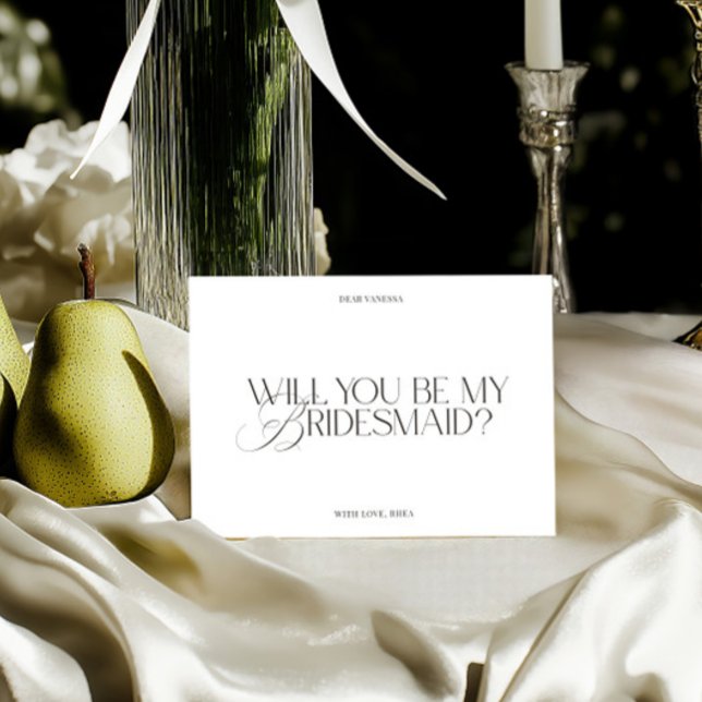 Invitation Modern Elegant White Bridesmaid Proposal Card (Modern Elegant White Bridesmaid Proposal Card)