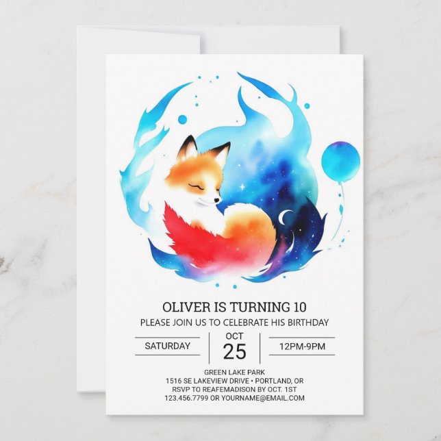 Invitation Modern Fox Anniversaire de enfant Adventure (Devant)