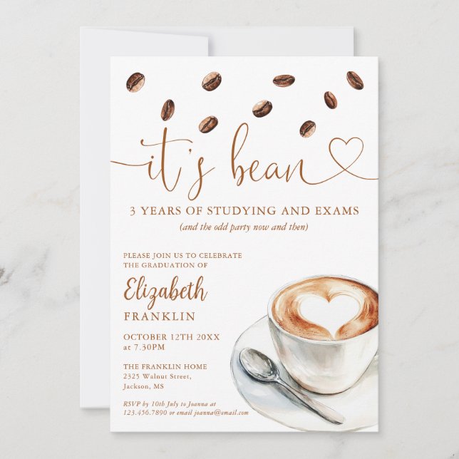 Invitation Modern Fun Coffee Themed Graduation Party (Devant)